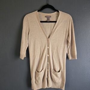 Kenar Lightweight V-neck Oatmeal Button-Up Cardigan XS